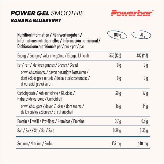 PB PowerGel SMOOTHIES 16X90G BANANA BLUEBERRY -zdjęcie numer 2