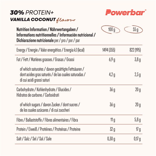 PB Protein+ 30% 15X55g Vanilla-COCONUT -zdjęcie numer 2