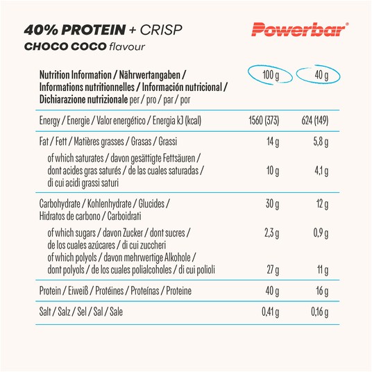 PB Protein+ 40% CRISP 12X40g CHOC COCO -zdjęcie numer 2
