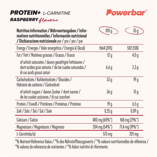PB Protein+ L-CARNITINE 30X35g Raspberry-YOGH -zdjęcie numer 2